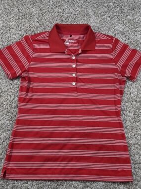 Nike Golf Tour Performance Red Striped Dri-Fit Polo Shirt Women’s Size Medium